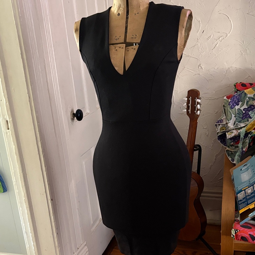 Lulu's Sleek Black Plunging V-Neck Mini Dress